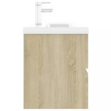 tölgyszínű szerelt fa mosdószekrény beépített mosdókagylóval