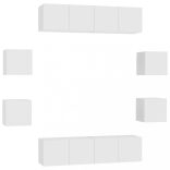 8 részes fehér szerelt fa TV-szekrényszett