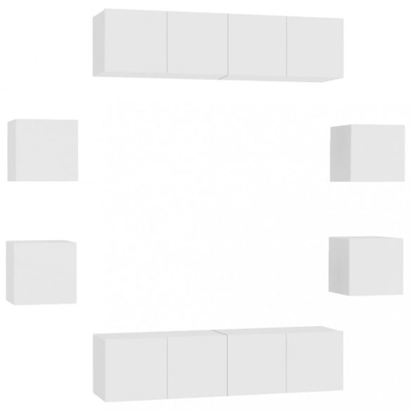 8 részes fehér szerelt fa TV-szekrényszett