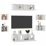 8 részes fehér szerelt fa TV-szekrényszett