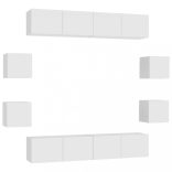 8 részes fehér szerelt fa TV-szekrényszett