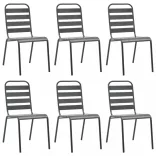 7 részes sötétszürke acél kerti étkezőgarnitúra