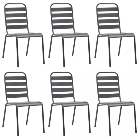 7 részes sötétszürke acél kerti étkezőgarnitúra