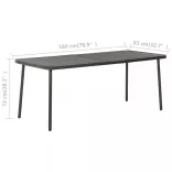 7 részes sötétszürke acél kerti étkezőgarnitúra