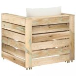 2 részes zöld impregnált fa kerti társalgó párnákkal