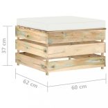 2 részes zöld impregnált fa kerti társalgó párnákkal