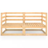 kétszemélyes tömör fenyőfa kerti kanapé