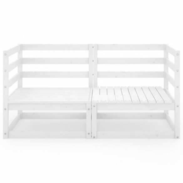 kétszemélyes fehér tömör fenyőfa kerti kanapé