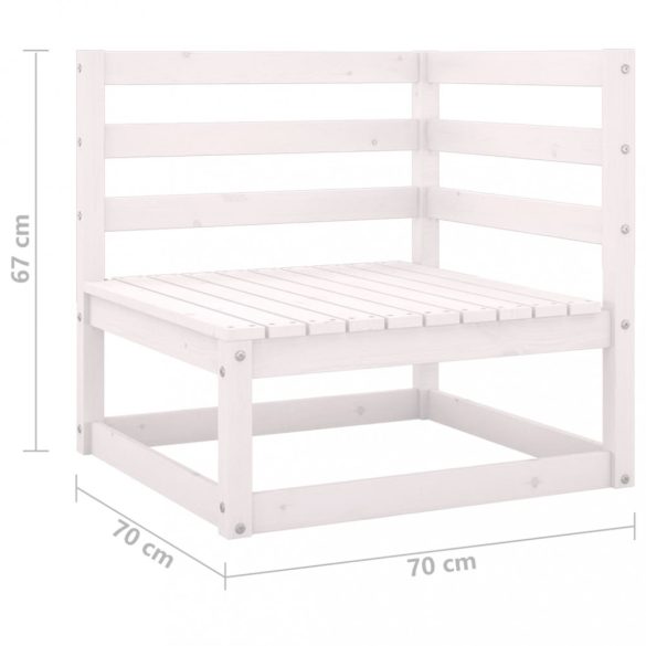 kétszemélyes fehér tömör fenyőfa kerti kanapé