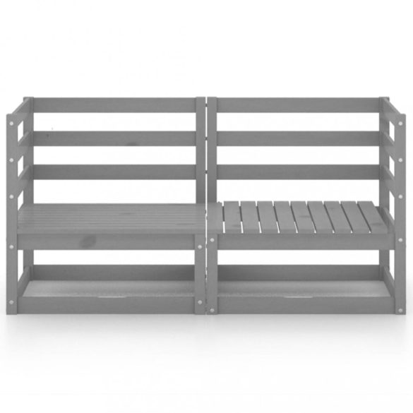 kétszemélyes szürke tömör fenyőfa kerti kanapé