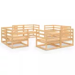 8 részes tömör fenyőfa kerti bútorgarnitúra