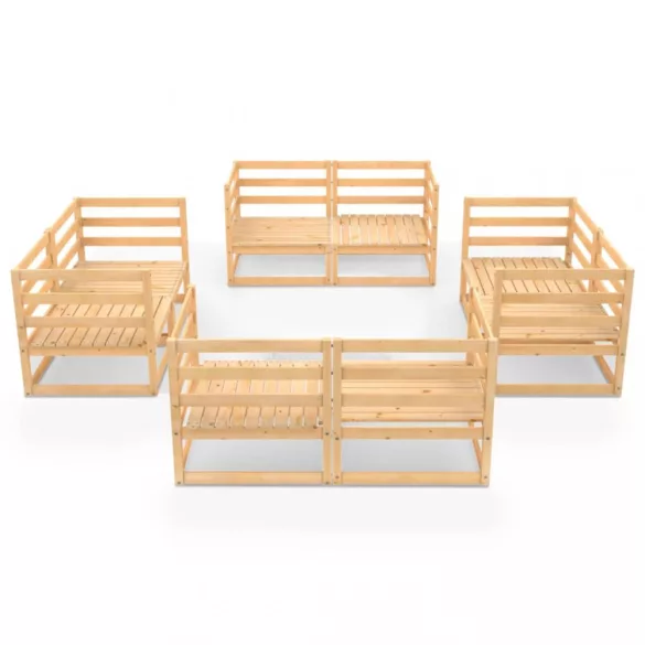 8 részes tömör fenyőfa kerti bútorgarnitúra