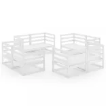 8 részes fehér tömör fenyőfa kerti bútorgarnitúra