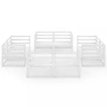 8 részes fehér tömör fenyőfa kerti bútorgarnitúra