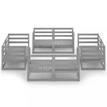 8 részes szürke tömör fenyőfa kerti ülőgarnitúra