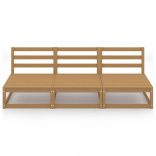 háromszemélyes mézbarna tömör fenyőfa kerti kanapé