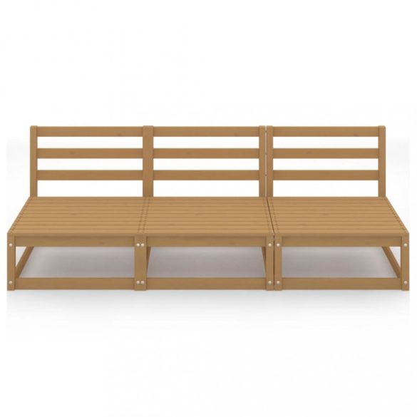 háromszemélyes mézbarna tömör fenyőfa kerti kanapé