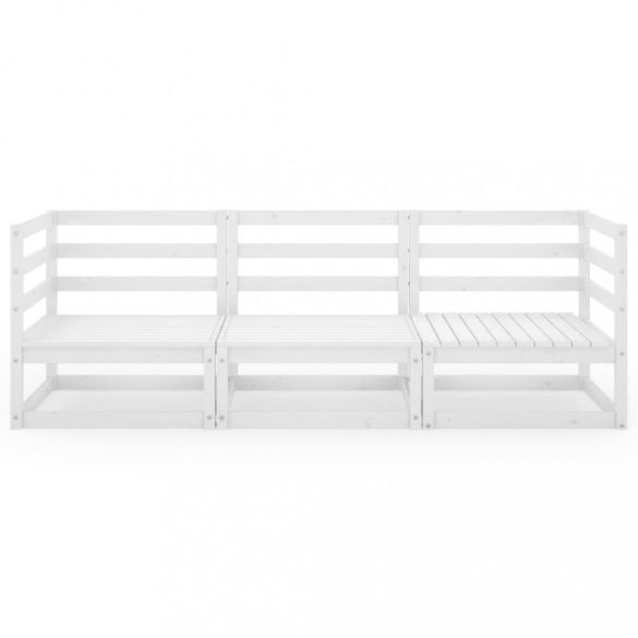 háromszemélyes fehér tömör fenyőfa kerti kanapé