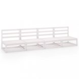 négyszemélyes fehér tömör fenyőfa kerti kanapé