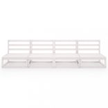 négyszemélyes fehér tömör fenyőfa kerti kanapé