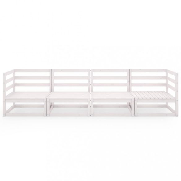 négyszemélyes fehér tömör fenyőfa kerti kanapé