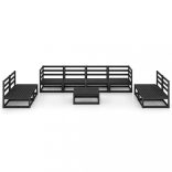 9 részes fekete tömör fenyőfa kerti ülőgarnitúra