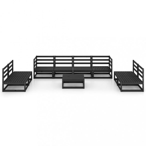 9 részes fekete tömör fenyőfa kerti ülőgarnitúra