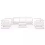 8 részes fehér tömör fenyőfa kerti bútorgarnitúra