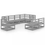 8 részes szürke tömör fenyőfa kerti ülőgarnitúra