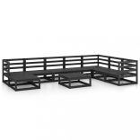 9 részes fekete tömör fenyőfa kerti ülőgarnitúra