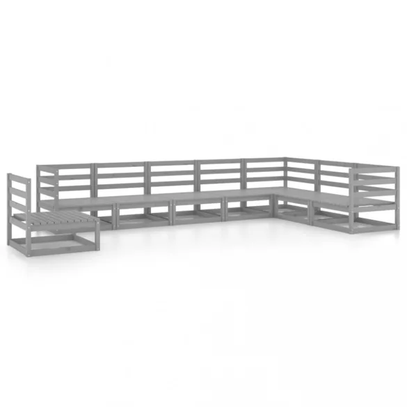 8 részes szürke tömör fenyőfa kerti ülőgarnitúra