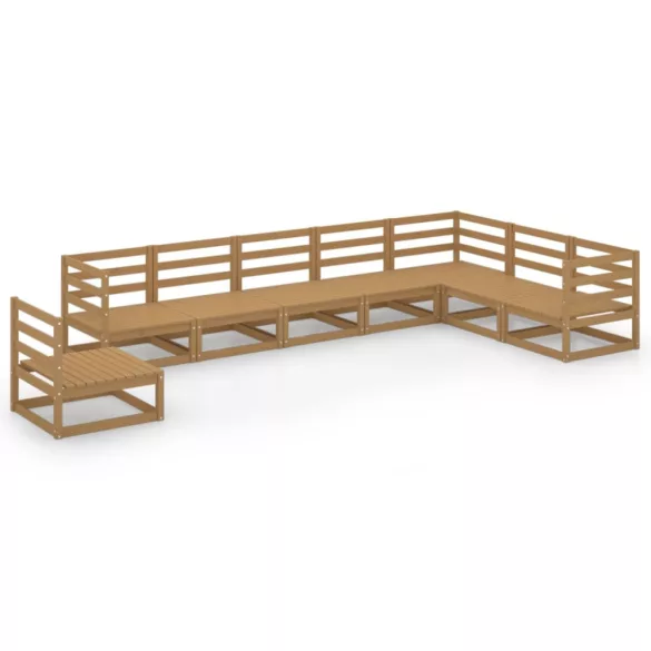 8 részes mézbarna tömör fenyőfa kerti ülőgarnitúra