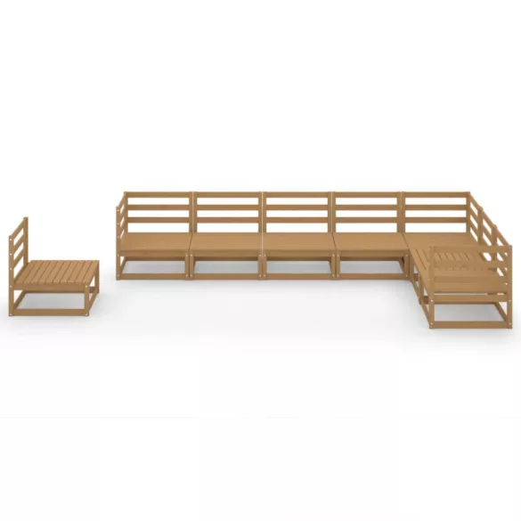 8 részes mézbarna tömör fenyőfa kerti ülőgarnitúra