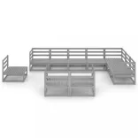 10 részes szürke tömör fenyőfa kerti ülőgarnitúra