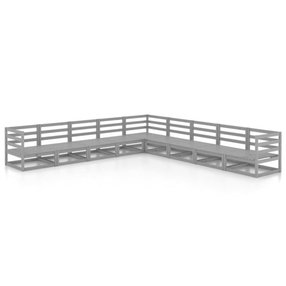 9 részes szürke tömör fenyőfa kerti bútorgarnitúra