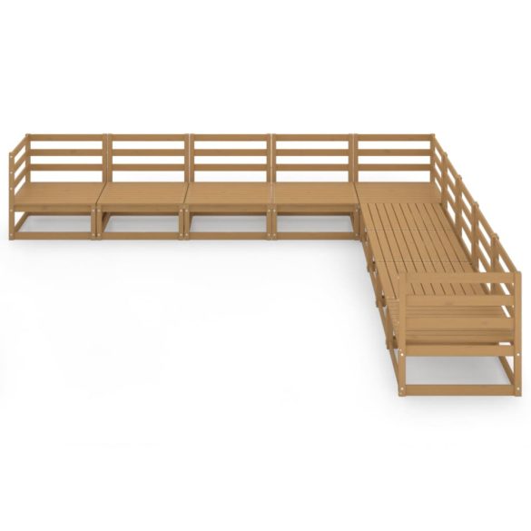 9 részes mézbarna tömör fenyőfa kerti ülőgarnitúra