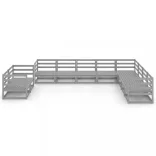 10 részes szürke tömör fenyőfa kerti ülőgarnitúra