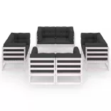 8 részes tömör fenyőfa kerti ülőgarnitúra párnákkal