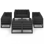 9 részes tömör fenyőfa kerti ülőgarnitúra párnával