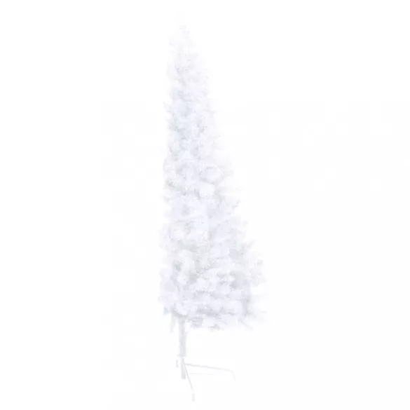 fehér megvilágított fél műkarácsonyfa gömb szettel 240 cm