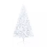 fehér megvilágított fél műkarácsonyfa gömb szettel 240 cm