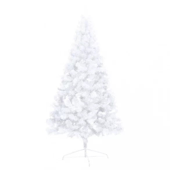 fehér megvilágított fél műkarácsonyfa gömb szettel 240 cm