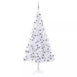fehér megvilágított műkarácsonyfa gömb szettel 240 cm L