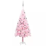 rózsaszín PVC megvilágított műkarácsonyfa gömb szettel 120 cm