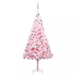 rózsaszín PVC megvilágított műkarácsonyfa gömb szettel 210 cm