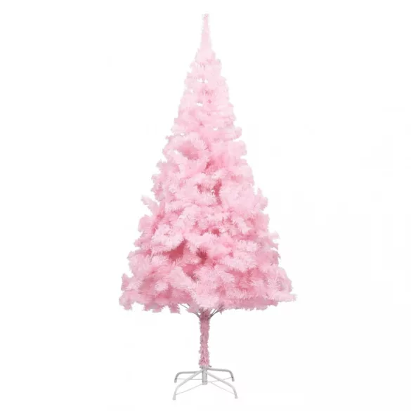 rózsaszín PVC megvilágított műkarácsonyfa gömb szettel 210 cm