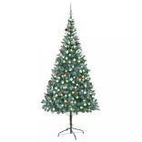 megvilágított műkarácsonyfa gömb szettel és tobozzal 210 cm