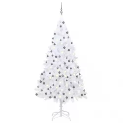  fehér PVC megvilágított műkarácsonyfa gömb szettel 210 cm