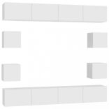 8 részes fehér szerelt fa TV-szekrényszett