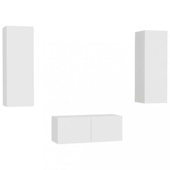 3 részes fehér szerelt fa TV-szekrényszett